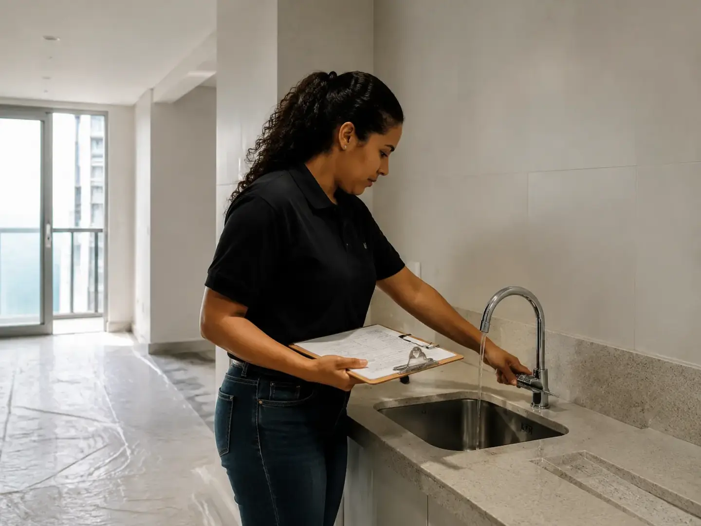 Vistoria de entrega com checklist técnico em apartamento finalizado